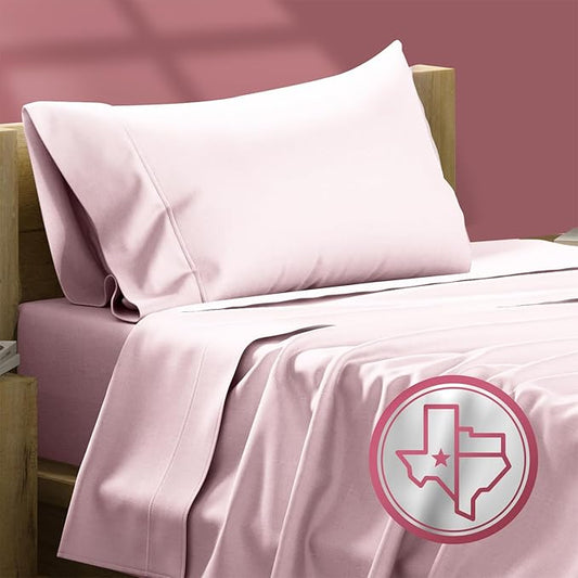 TEXAS LINEN CO. Luxury Egyptian Cotton Twin Sheet Set - 800 Thread Count 3 PC Blush Egyptian Cotton Sheets for Twin Size Bed, Extra Long Staple Silky Soft Cooling Sheets, Deep Pocket Dorm Sheets Set