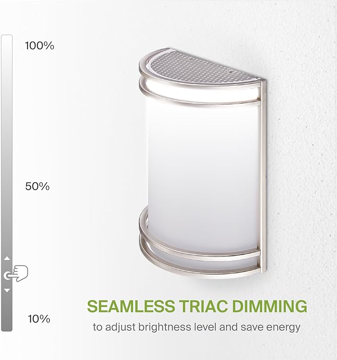 ASD LED Indoor Wall Mount Light Fixture - 10 Inch Modern Interior Brushed Nickel Wall Sconce Lighting - 3000K 4000K 5000K Adjustable - Half Cylinder Hallway Light Fixture - ETL & Energy Star