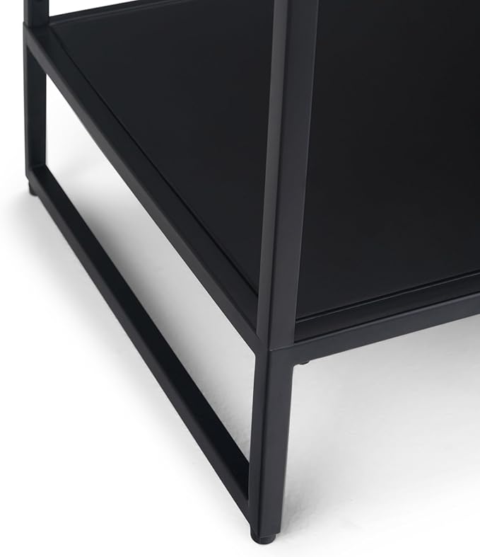 SIMPLIHOME Garner 47 inch Wide Industrial Tray Top Console Table in Black for the Living room Entryway and Bedroom