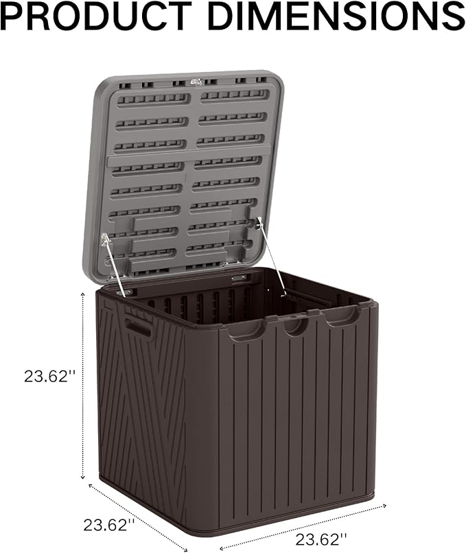 Kingdura 60 Gallon Outdoor Storage Box, Waterproof Resin Deck Box for Indoor and Outdoor Use, Lockable Storage Container for Patio Furniture Cushions Garden Tools (Coffee, 60 Gallon)