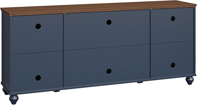 70" Vintage TV Stand with Carved Doors for TVs Up to 80" - Navy