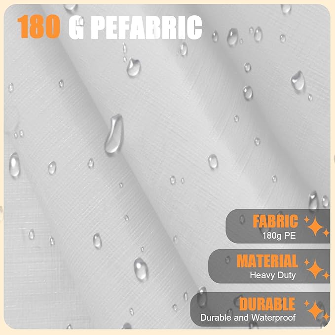 10'x20' Canopy Replacement Cover, Beefull Carport Replacement Canopy for Car Garage, Waterproof & UV Protected Tarp with Ball Bungees, White (Frame is not Included)