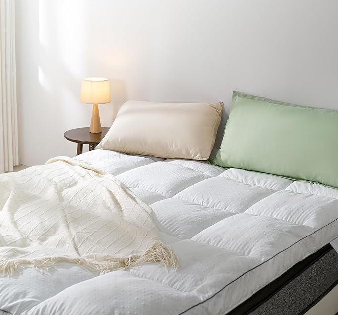 Marine Moon Queen Mattress Topper, Extra Thick Pillowtop, Cooling and Plush Mattress Pad Cover, 7D Down Alternative Fill,Soften Hard Bed