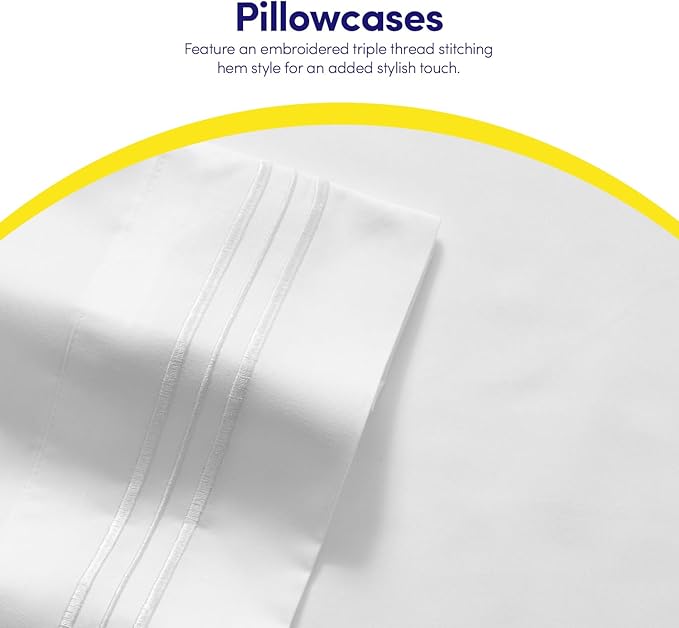 1500 Supreme Collection Twin XL Sheet Sets White - 3 Piece Bed Sheets and Pillowcase Set for Twin XL Mattress - Extra Soft, Elastic Corner Straps, Deep Pocket Sheets, Twin XL White