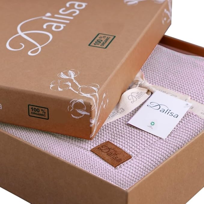 Dalisa 100% Organic Turkish Cotton Throw Blanket - GOTS Certified, Cozy - Perfect for Couch, Bed, and Home Decor - Boho Vintage Knit Alina (Lavender Frost, 60x80)