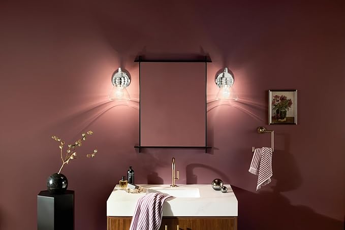 Kichler Farum 7.25" 1-Light Wall Sconce with Clear Glass in Chrome, for Fireplace, Kitchen, Bedroom, Hallway, or Vanity, (7.25" W x 9.5" H) 55153CHCLR