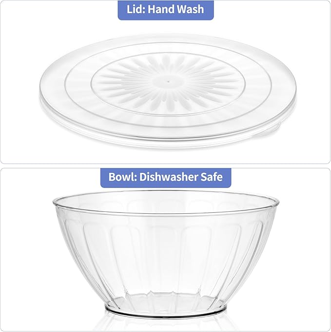 MOLIGOU 5 Pack Extra Large Mixing Bowls with Lids Set, Plastic Nesting Bowls for Meal Prep, Baking, Serving, 7.2/4.7/2.9/1.8/0.9 qt