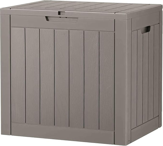 32 Gallon Deck Box Lockable Resin Indoor Outdoor Storage Box waterproof Outdoor Container for Patio Furniture, Pool Accessories, Cushions, Garden Tools, Sports Equipment