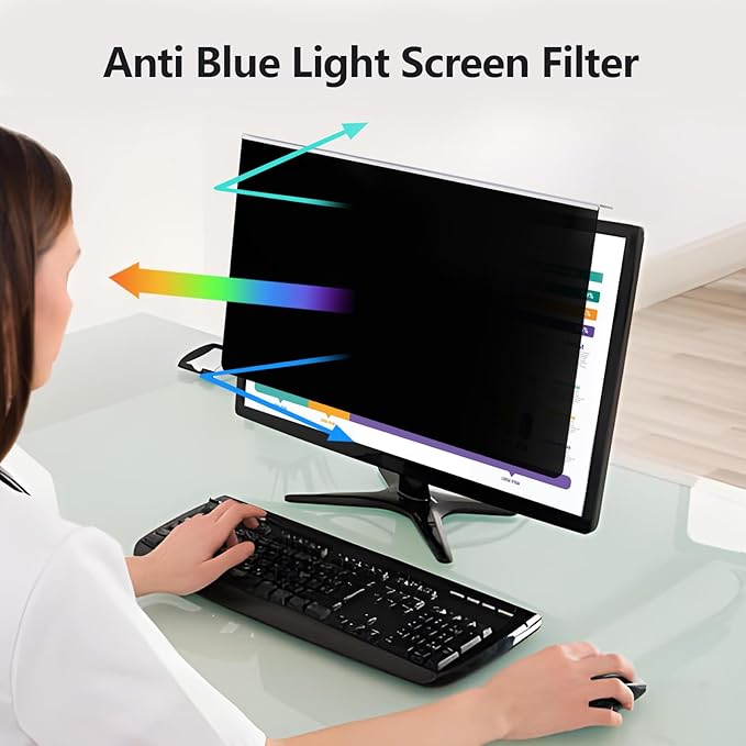【2 Pack】 Computer Privacy Screen Protector for 20-22 Inches - 16:9/16:10 Aspect Ratio Monitor Anti Blue Light Widescreen Filter Hanging Type Easy Installation Shield for Desktop Computer
