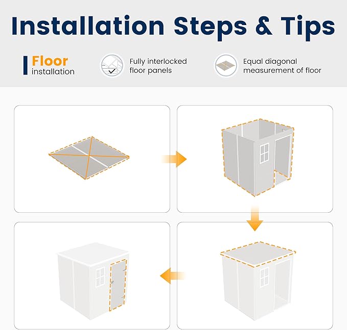 UDPATIO Outdoor Storage Shed 6 x 6 FT, Resin Garden Sheds Plastic Patio Outdoor Storage with Lockable Door for Tool, Bike, Sandstone