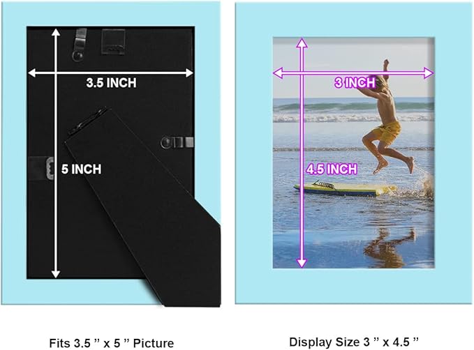 Renditions Gallery 3.5x5 inch Picture Frame High-end Modern Style, Made of Solid Wood and High Definition Glass Ready for Wall and Tabletop Photo Display, Blue Frame