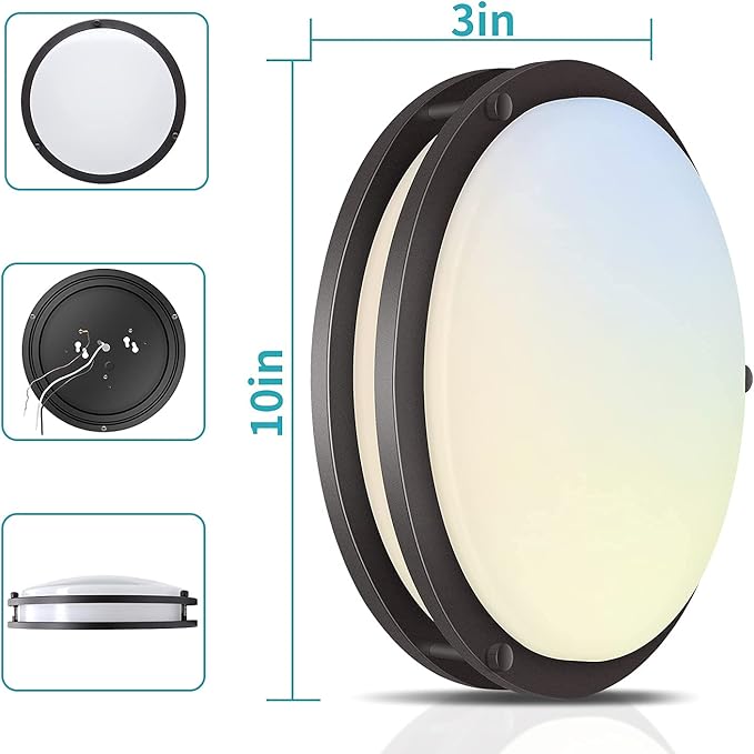 Bilrect Flush Mount Ceiling Light, 10 inch Ceiling Light Fixture Dimmable,18W [160W Equiv] 1600lm, 3000K/4000K/5000K Bedroom Ceiling Lights for Kitchen, Hallway, Bathroom, Offices