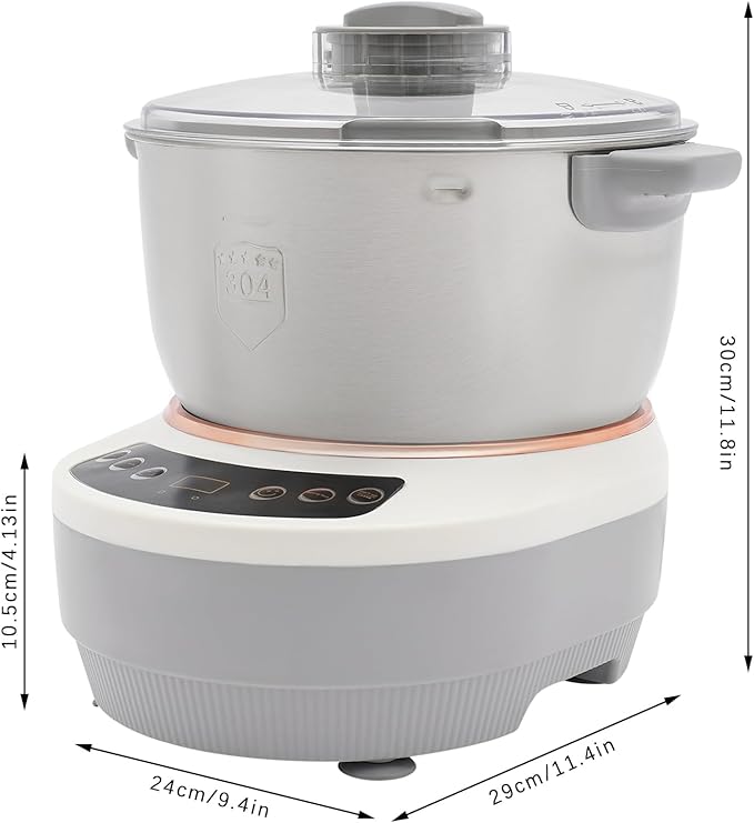 Electric Dough Maker with Ferment Function 5L/4.5QT Dough Mixer Machine, Automatic Stainless Steel Flour Kneading Machine with Microcomputer Timer, Tabletop Split Design Dough Mixer (Silver)