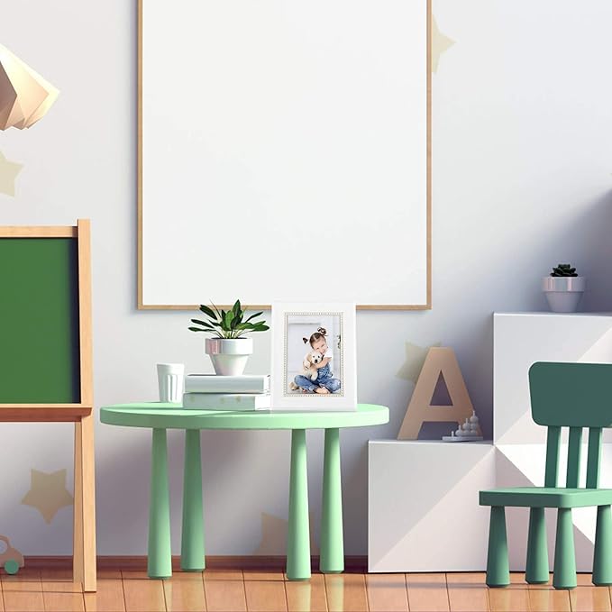 GraduationMall 5x7 Picture Frames, Real Glass, Display Photos for Wall or Tabletop, White with Gold Beads, 2-Pack