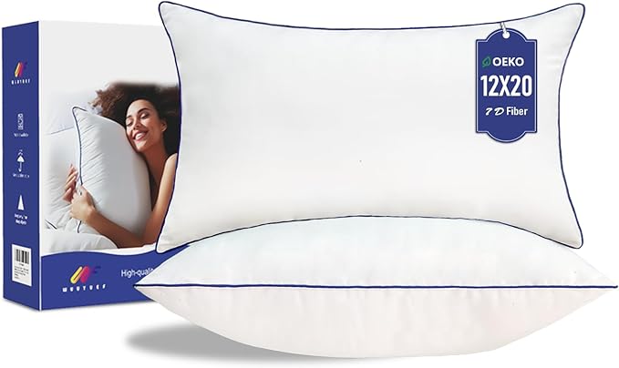 12 x 20 Pillow Insert Set of 2 Indoor Throw Pillow Insert,Rectangle Decorative Pillows Inserts, Throw Pillows for Couch, for Bed,White