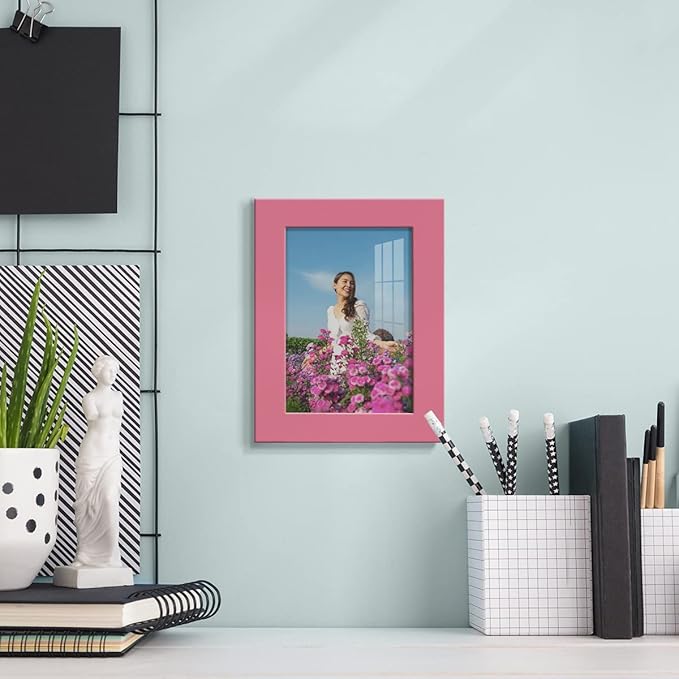 Renditions Gallery 3.5x5 inch Picture Frame High-end Modern Style, Made of Solid Wood and High Definition Glass Ready for Wall and Tabletop Photo Display, Hot Pink Frame