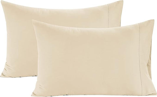 LANE LINEN Queen Ivory Pillow Cases Set of 2 100% Egyptian Cotton 1000 Thread Count Sateen Perfect for Home Hotels & Hospital Use Standard Size