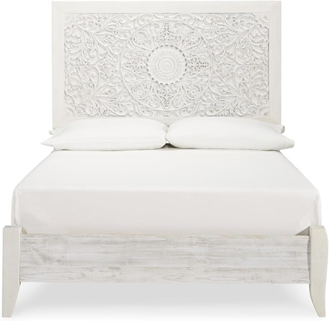 Signature Design by Ashley Paxberry Traditional Adjustable Full Panel Bed, Foundation or Box Spring Needed, White