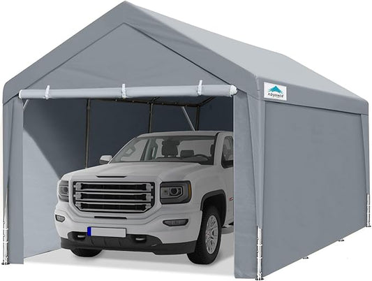 ADVANCE OUTDOOR 10x20 ft Heavy Duty Carport Garage Shelter, Adjustable Height (6.5-11ft) Waterproof Canopy with Removable Sidewalls for Cars, RV, Boat, Truck, Party - Gray