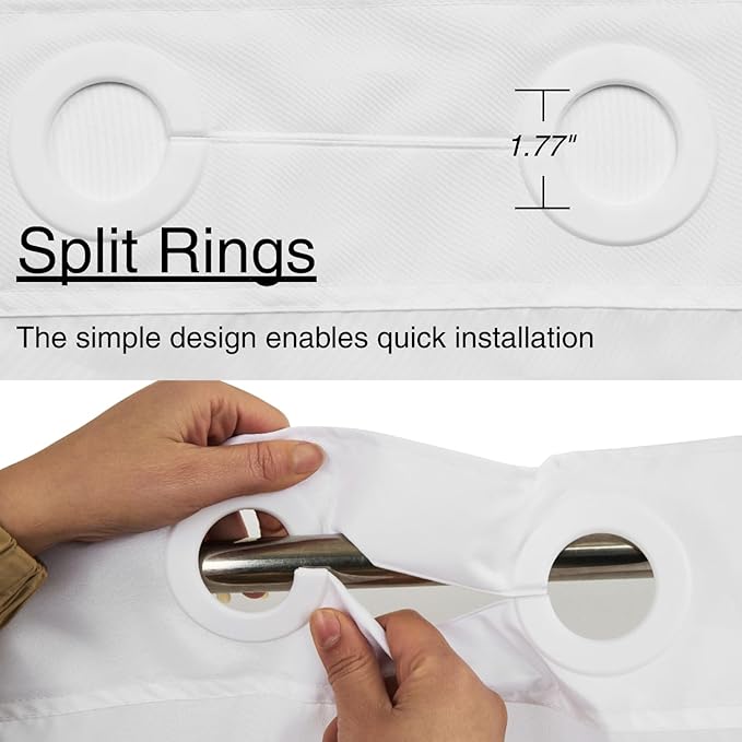 No Hook Shower Curtain with Snap in Liner, White Heavy Duty See Through Window Waterproof Machine Washable Bathroom Curtain 71" W x 74" L (Pack of 1)