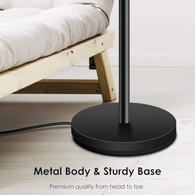 BoostArea Torchiere Floor Lamp, 30W Super Bright LED Standing Lamp, Stepless Dimmable Pole Lamp with 3000K Lighting, Rotary Switch, 70 Inch Tall Metal Modern Floor Lamps for Living Room/Bedroom Black