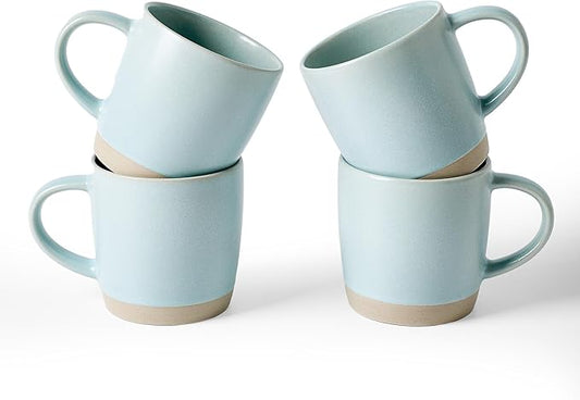 famiware Coffee Mugs Set of 4, Milkyway 13 oz Mug Set, Ceramic Cup Set with Handle for Coffee, Tea, Cocoa, Milk, Light Blue