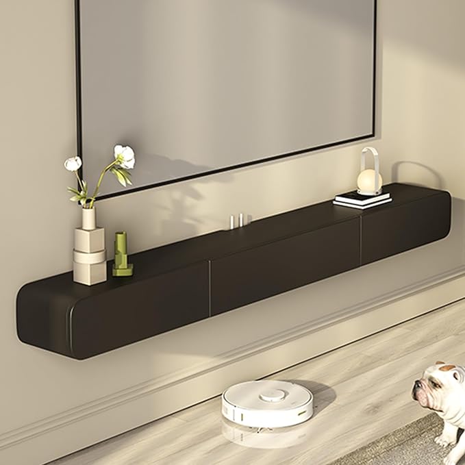 FPIGSHS Wall Mounted Media Console with 2 Drawers，Solid Wood 63in Floating TV Stand，Hanging TV Shelf Entertainment Center TV Cabinet, for Home Office (Color : A, Size : 160cm)…