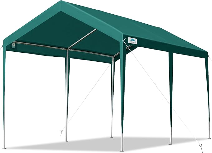 ADVANCE OUTDOOR 10x20 ft Heavy Duty Carport Potable Car Canopy Garage Party Tent Boat Shelter, Adjustable Height, with Leg Cloth, Green