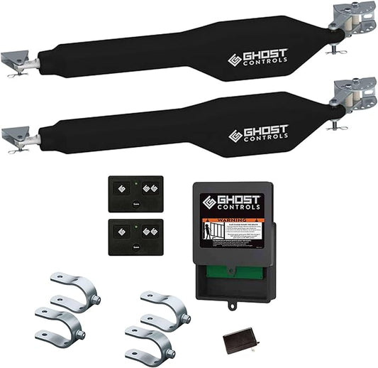 GC GHOST CONTROLS Heavy-Duty Automatic Gate Opener Kit for Swing Gates with Long-Range Gate Opener Remote - Model TDS2