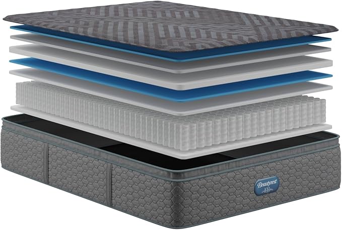 Beautyrest Days End Medium Firm Pillow Top 14.75" Mattress - Cal King - Cooling Tech, Supportive Durable Pocketed Coils, Pressure Relief, Motion Separation; 100 Night Sleep Trial and 10 Year Warranty
