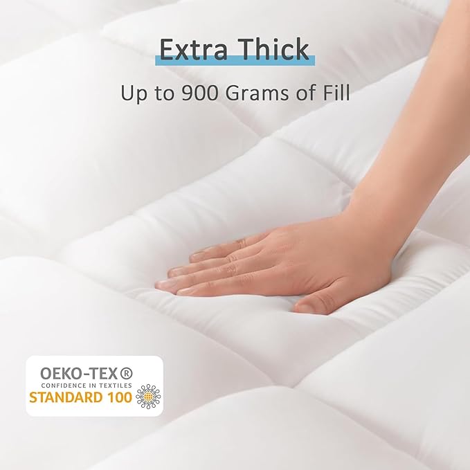 Dual Layer 4.5 Inch Full Memory Foam Mattress Topper, 2.5 Inch Cooling Memory Foam, 2 Inch Thick Pillow Top Mattress Pad Cover for Hard Bed, Soft Fluffy & Pressure Relief & Medium Support