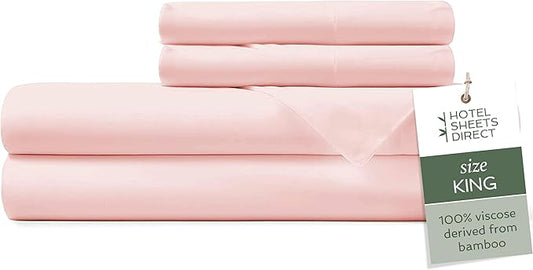 Hotel Sheets Direct 100% Viscose Derived from Bamboo Sheets King Size - Cooling Bed Sheets with 2 Pillowcases - Breathable, Moisture Wicking & Silky Soft Sheets Set- Rose Pink