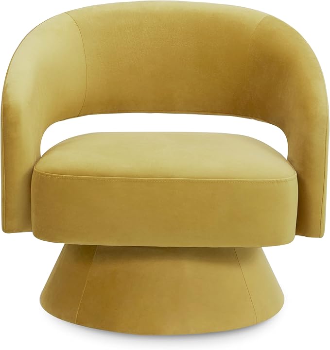 CHITA Swivel Accent Chair Armchair, FSC Certified Velvet Barrel Chair for Living Room Bedroom, Yellow
