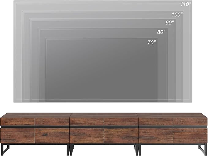 WAMPAT TV Stand and End Table Set of 3, Living Room Table Sets, 106 Inch TV Stand and 2 End Table Set with Drawers for Living Room, Entertainment Center, Console TV Table,Brown