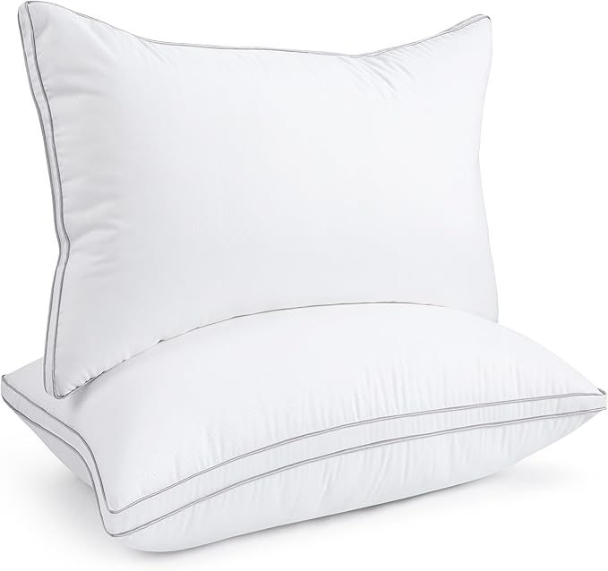 viewstar Pillows Queen Size Set of 2, Hotel Quality, Down Alternative Gusseted Bed Pillows for Side, Back, or Stomach Sleepers, White, 19" x 28"