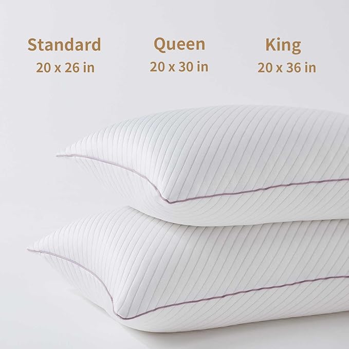 Pillows King Size Set of 2 Cooling Shredded Memory Foam Pillows 2 Pack for Sleeping for Side Back Stomach Sleepers