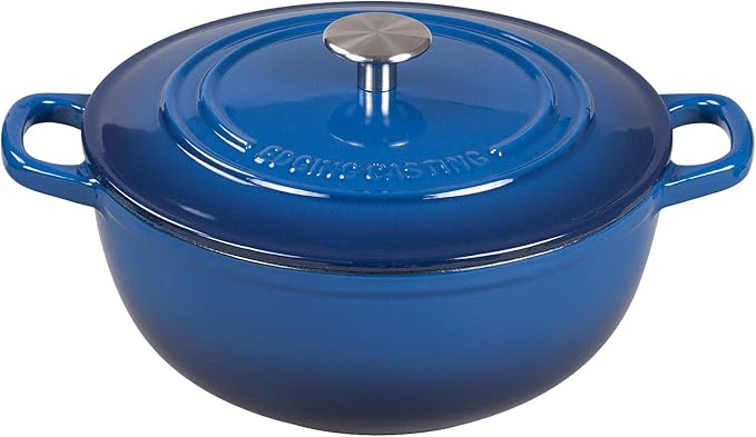 Enameled Cast Iron Dutch Oven Pot with Lid for Sourdough Bread Baking, Bread Dutch Ovens, Cooking Pots, 3.5 Quart, Indigo