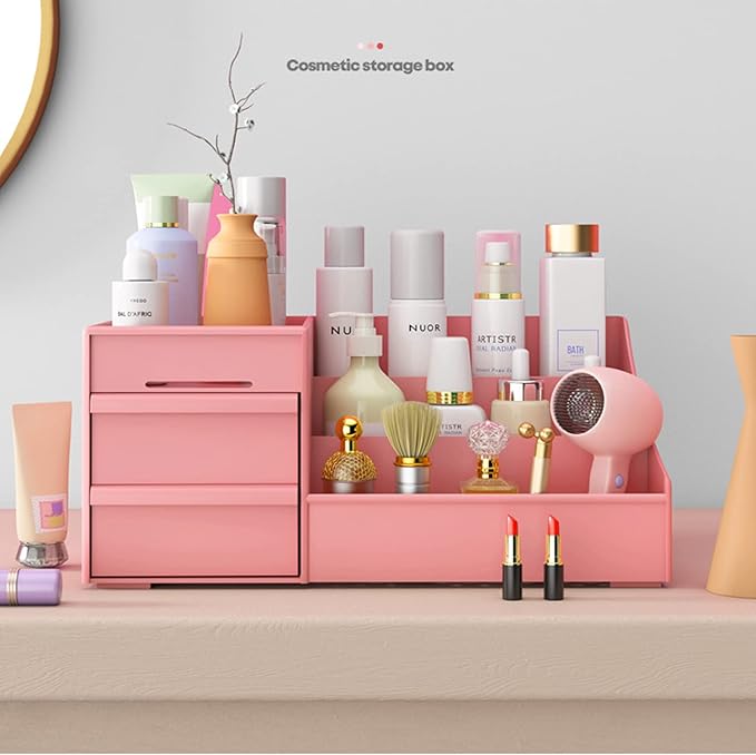 Large Makeup Capacity Cosmetic Storage Box Skin Care Organizer Jewelry,Makeup, Brushes, Lipsticks, Nail Polish Container,Desktop Dresser Sundries Storage Box