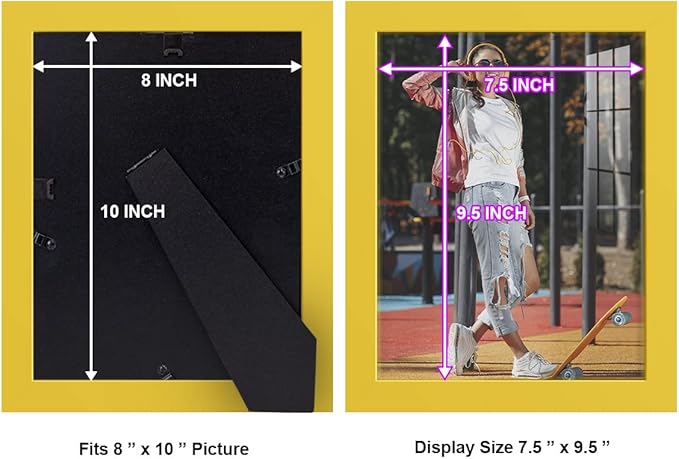 Renditions Gallery 8x10 inch Picture Frame High-end Modern Style, Made of Solid Wood and High Definition Glass Ready for Wall and Tabletop Photo Display, Yellow Frame