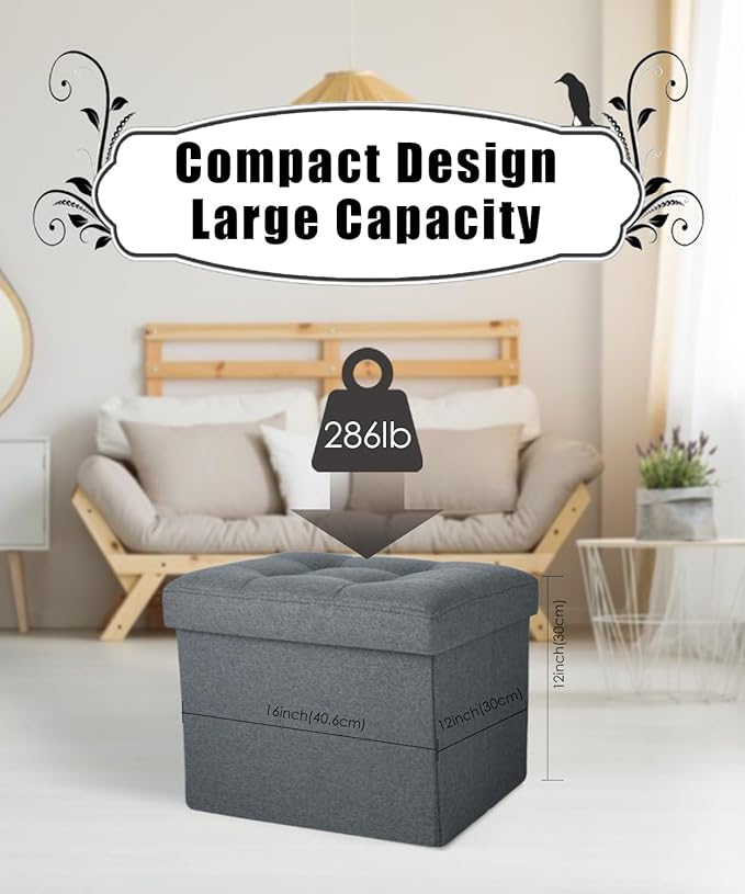 Ottoman Storage Ottoman Foot Rest Stool Foldable Bench with Storage Student Dormitory Bedroom and Entryway 16 X 12 X 12