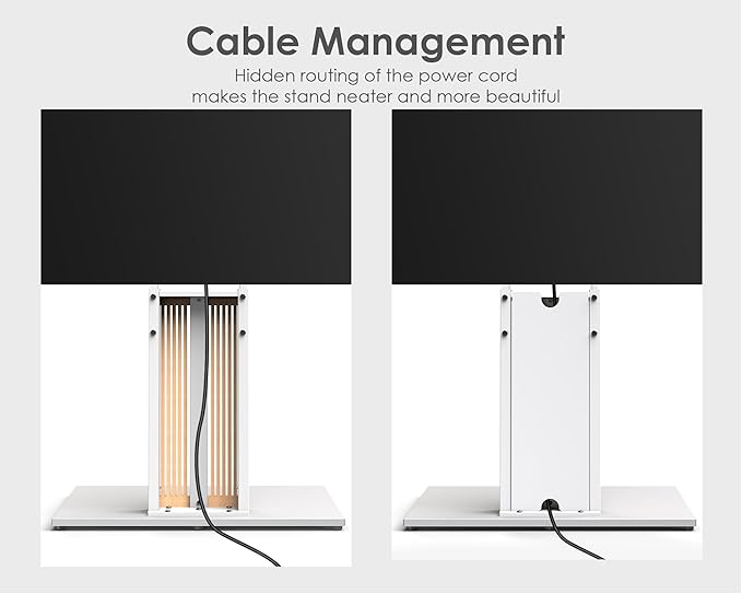 FITUEYES Design Wood TV Stand Swivel Mount with Hidden Back Storage for 55-88 inch TV Screens, Scandinavian Style Tall Floor TV Stand for Home Decor with Reinforced Base, Zen Series, White