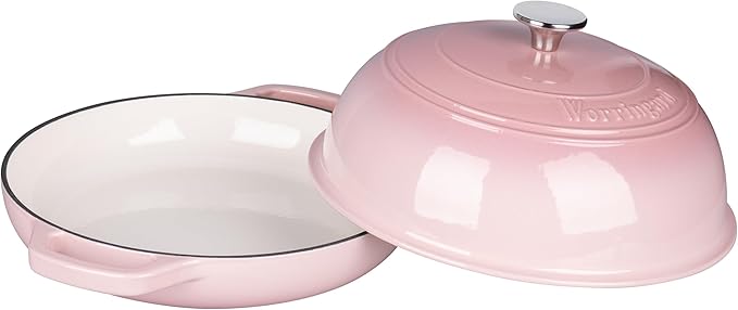Enameled Cast Iron Dutch Oven Pot with Lid, Bread Oven for Sourdough Bread Baking, Dutch Ovens with Bread Proofing Basket& Baking Supplies Set, 6 Quart, Pink