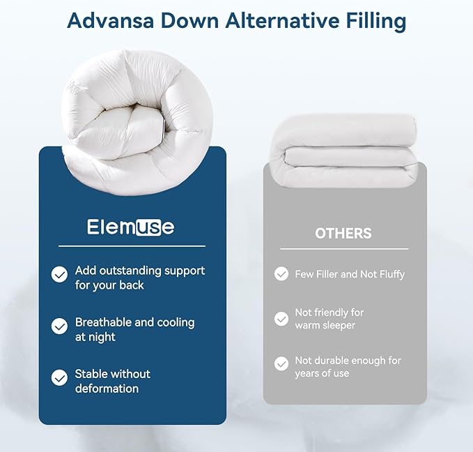 ELEMUSE California King Cooling Mattress Topper, Extra Thick 1300gsm Mattress Pad for Back Pain, Plush 500TC Cotton Pillow Top with Deep Pocket, Overfilled with Mixed Advansa Down Alternative Filling