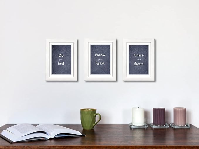 5x7 Picture Frame Set of 3 with Real Glass for Pictures 4x6 with Mat or 5x7 Without Mat, Wall Gallery or Tabletop display Photo Frames in White