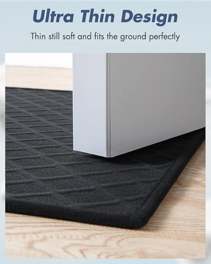 AMOAMI Bath-Mat, Ultra Thin Bathroom Mat Runner Rug, Rubber Backed Bath Mats for Bathroom Non Slip, Absorbent Bath Rug for Bathroom Floor, Shower, Sink 2'x 4'(24" x 47") Black