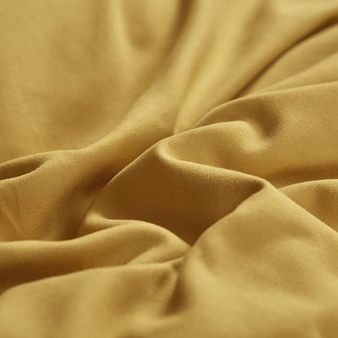 Luxlovery Mustard Yellow California King Comforter Set Bedding Set Dark Yellow King Blanket Quilts Soft Breathable Quilts with 1 Green+1 Caramel Pillowcase for Women Men