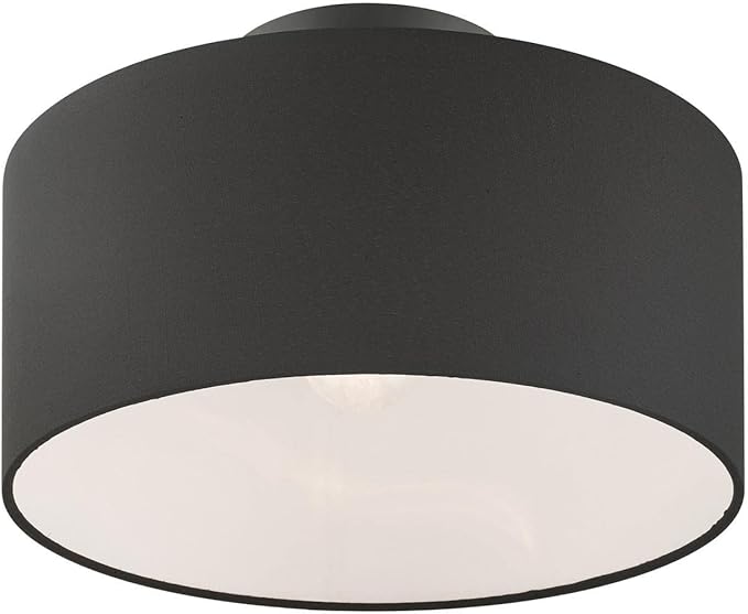Livex Lighting Bainbridge 1 Light Black Color Fabric Ceiling Mount