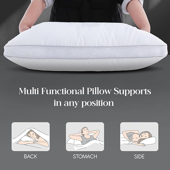 Goose Down Bed Pillows King Size Set of 2 (White), Hotel Collection Pillows for Sleeping, Gusseted Pillow for Side, Back, or Stomach Sleepers, 20" x 36"