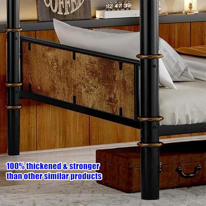 ULUCAN Reinforced Version & Stronger Convertible Steel Twin XL Over Twin XL Size Bunk Bed Frame, Heavy Duty Thickened Safer More Stable Metal Bunkbeds