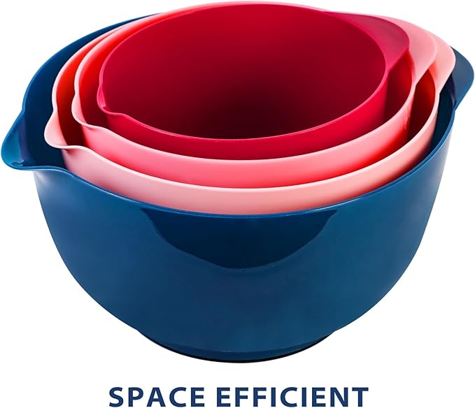 BoxedHome Classic Mixing Bowl Set, BPA Free Plastic, Microwave and Dishwasher Safe, 4.5 quarts (Pink/Blue)